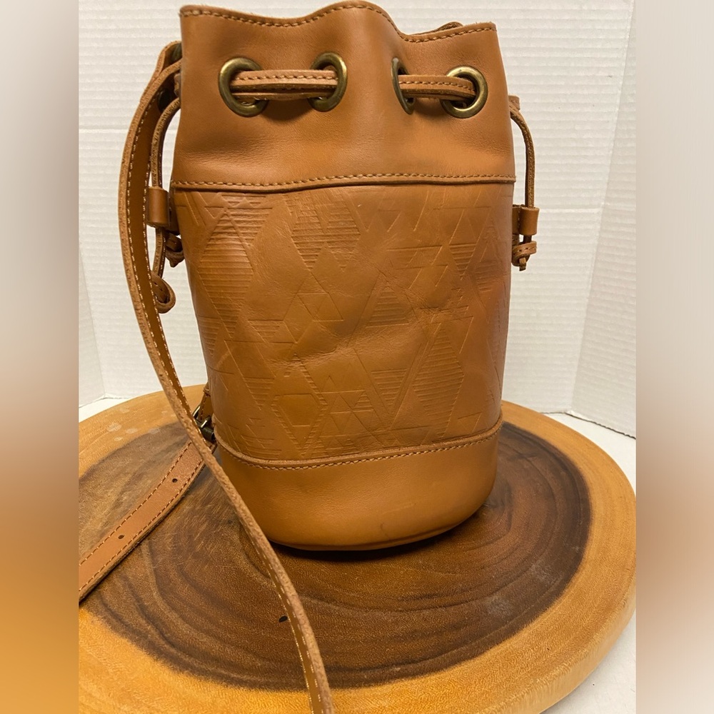 Pendleton Drawstring Leather Bucket Bag - image 1